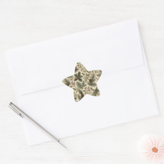 Botanical Christmas Holiday Greenery Star Sticker