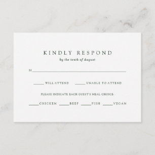 Botanical Christmas   Holiday Meal Choice RSVP Card