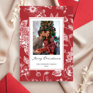 Botanical Christmas Holiday Photo Invitation