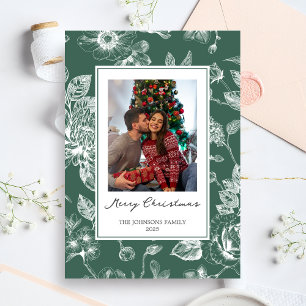 Botanical Christmas Holiday Photo Invitation