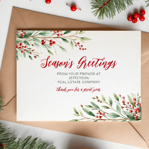 Botanical Christmas Holidays Company Business  Holiday Card