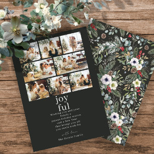 Botanical Christmas Personalised 8 Photo Collage Holiday Card