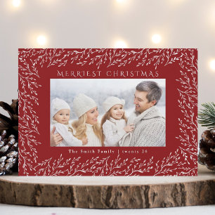 Botanical Christmas Photo Red Holiday Card