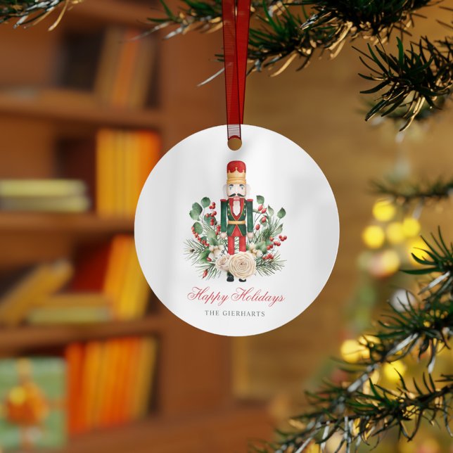Botanical Christmas Toy Nutcracker Happy Holidays Metal Tree Decoration (Christmas Holidays Nutcracker Metal Ornament)