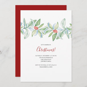 Botanical Christmas Watercolor Invite