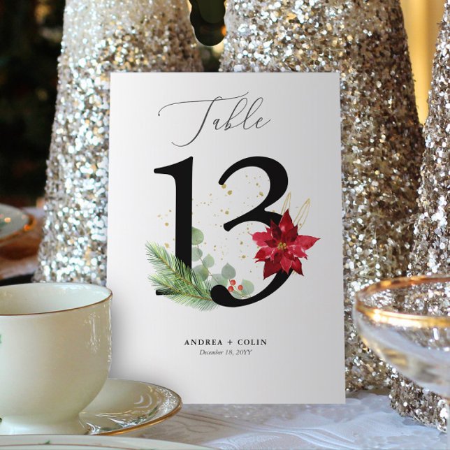 Botanical Christmas Wedding Table Number 13 (Botanical Christmas Wedding / Event Table Number | No. 13 (For all numbers, see Collection below))