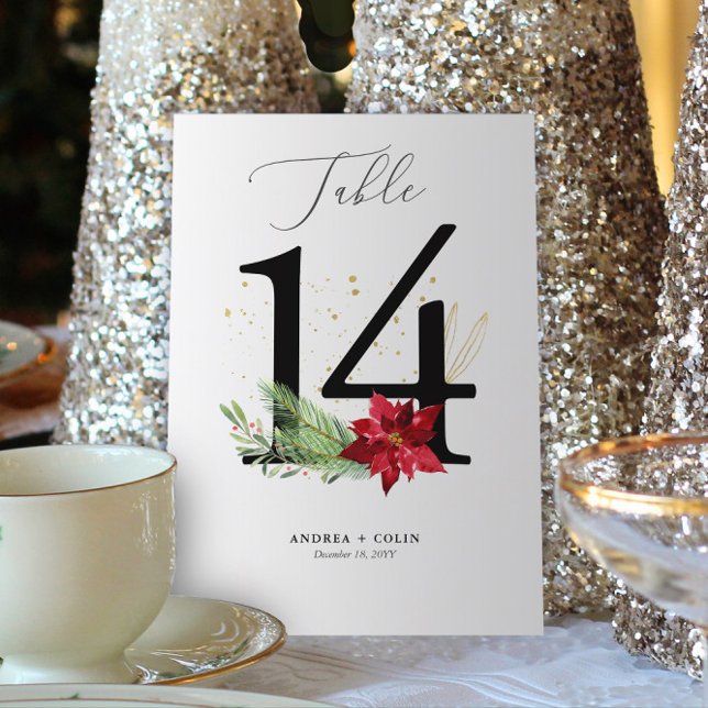 Botanical Christmas Wedding Table Number 14 (Botanical Christmas Wedding / Event Table Number | No. 14 (For all numbers, see Collection below))