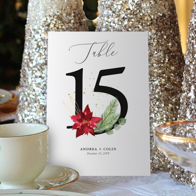 Botanical Christmas Wedding Table Number 15 (Botanical Christmas Wedding /Event Table Number | No. 15 (For all numbers, see Collection below))
