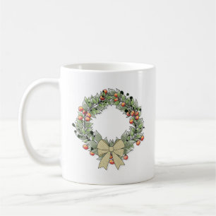 Botanical Christmas Wreath Coffee Mug