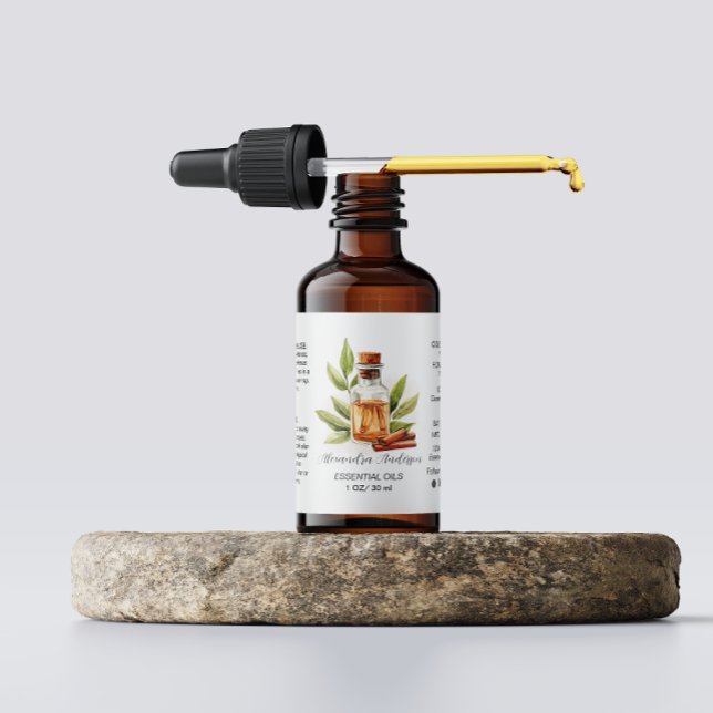 Botanical Cinnamon Essential Oils Watercolor Label (Botanical Cinnamon Essential Oils Watercolor Label)