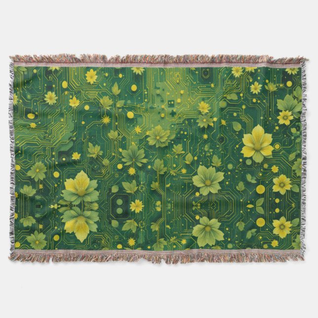 Botanical Circuitry Throw Blanket (Front)