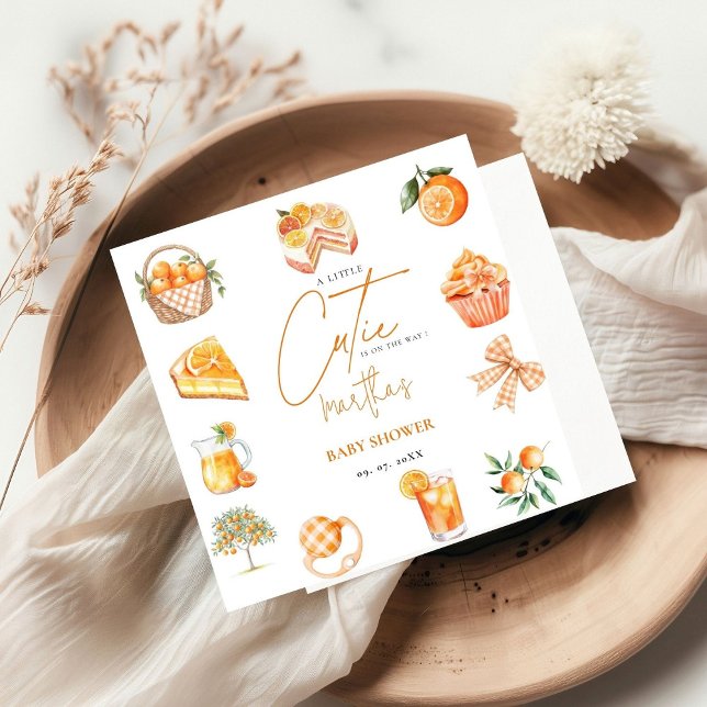 Botanical citrus orange Cutie Summer Baby Shower Napkin (Creator Uploaded)