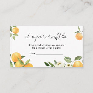 Botanical Citrus Orange Little Cutie Diaper Raffle Enclosure Card