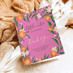 Botanical citrus orange little cutie pink thank you card