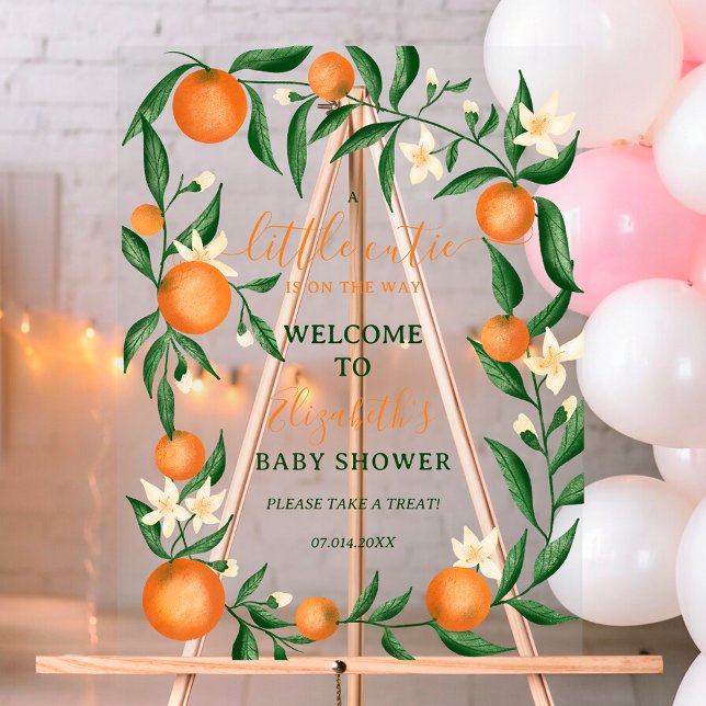 Botanical citrus orange little cutie welcome acrylic sign (Botanical citrus orange little cutie welcome acrylic sign)