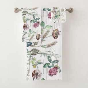 Botanical Clover Family Flowers Bath Towel Set