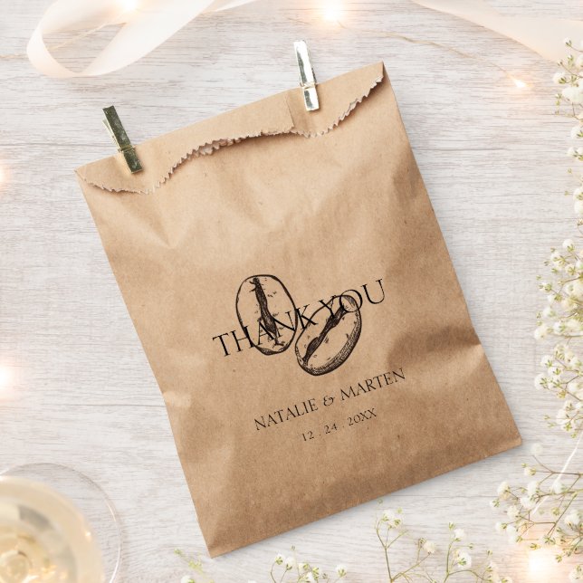 Botanical Coffee Bean Elegant Bohemian Party Gift Favour Bag (Clipped)