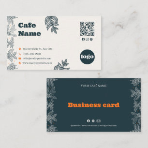 Botanical Coffee Cafe QR Code Business Card