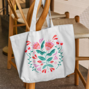 Botanical Colour Cut Out Flowers Tote Bag