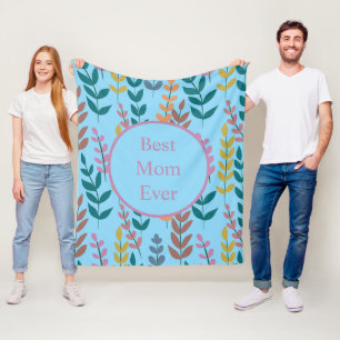 Botanical Colourful Leaves Watercolor Boho Fleece Blanket