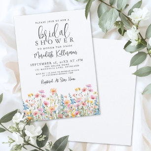 Botanical Colourful Wildflowers Bridal Shower Invitation