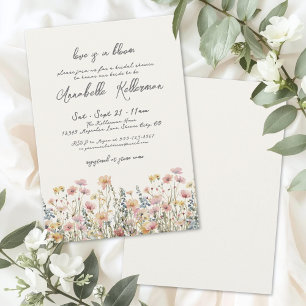 Botanical Colourful Wildflowers Bridal Shower Invitation