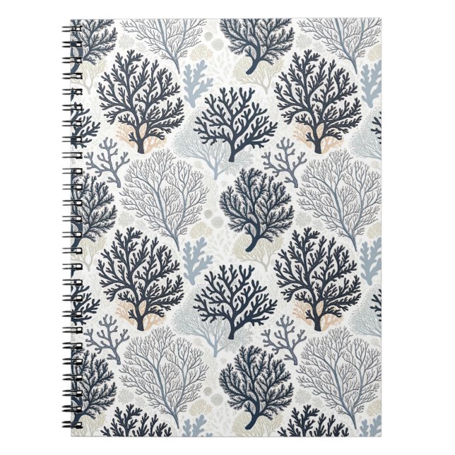 Botanical Coral Ocean Vibes Notebook (Front)