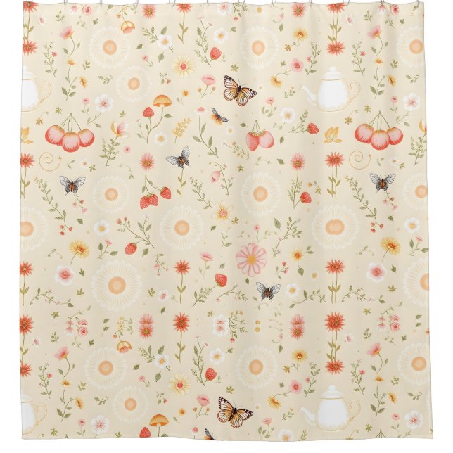 Botanical Cottagecore Shower Curtain (Front)