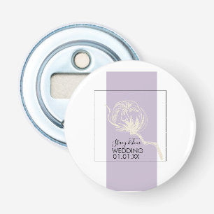 Botanical Cotton Plant Lavender Wedding    Bottle Opener