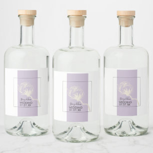 Botanical Cotton Plant Lavender Wedding   Liquor Bottle Label