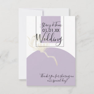 Botanical Cotton Plant Lavender Wedding Thank You Card