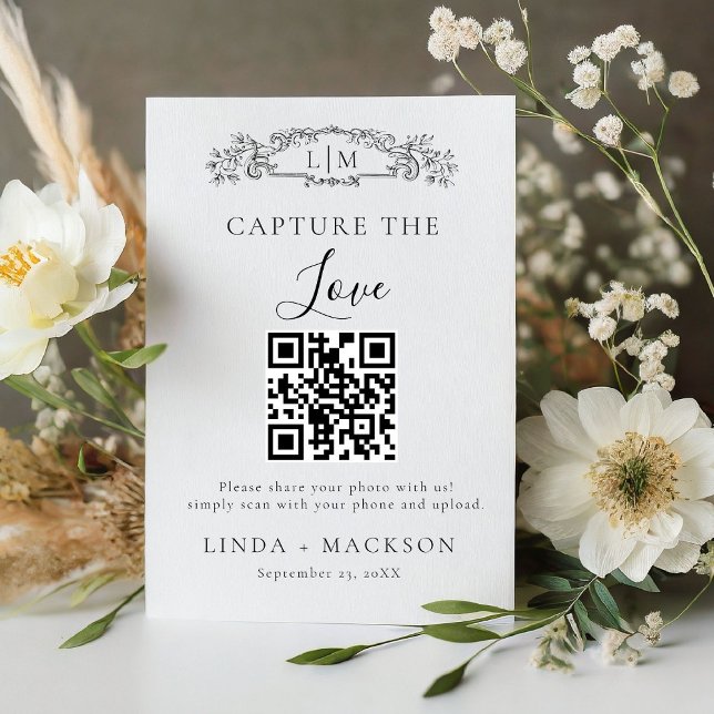 Botanical crest Capture love QR code wedding Sign (Creator Uploaded)