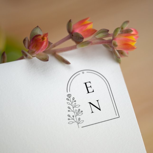 Botanical Crest Monogram | Personalised Wedding Rubber Stamp (Creator Uploaded)