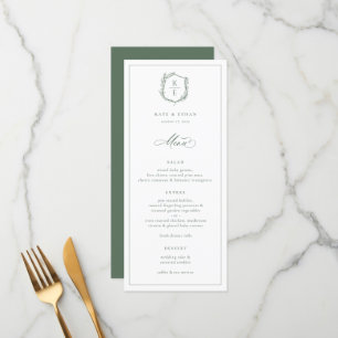 Botanical Crest Monogram Sage Wedding Menu
