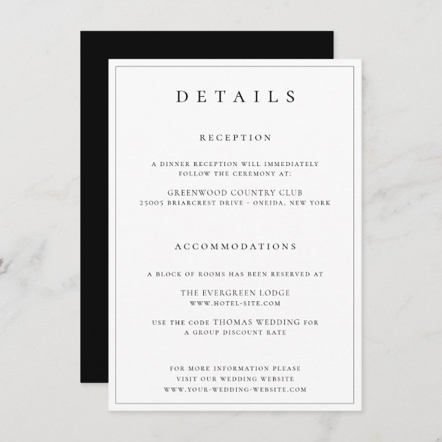 Botanical Crest Monogram Wedding Details Enclosure Card (Front/Back)