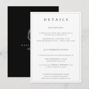 Botanical Crest Monogram Wedding Details Enclosure Card