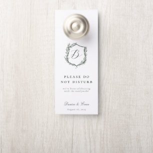 Botanical Crest Monogram Wedding Door Hanger