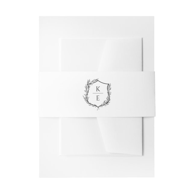 Botanical Crest Monogram Wedding Invitation Belly Band (Front Example)