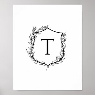 Botanical Crest Monogram Wedding Poster