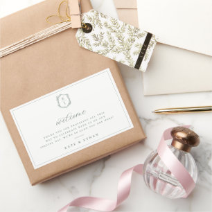 Botanical Crest Monogram Wedding Welcome Rectangular Sticker