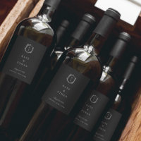 Botanical Crest Monogram Wedding Wine Label