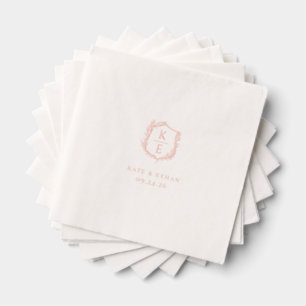 Botanical Crest Wedding Monogram Foil Napkins