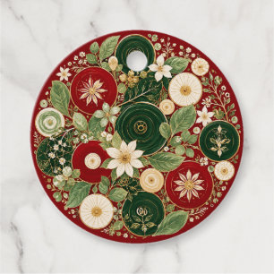 Botanical Crimson Wreath Favour Tags