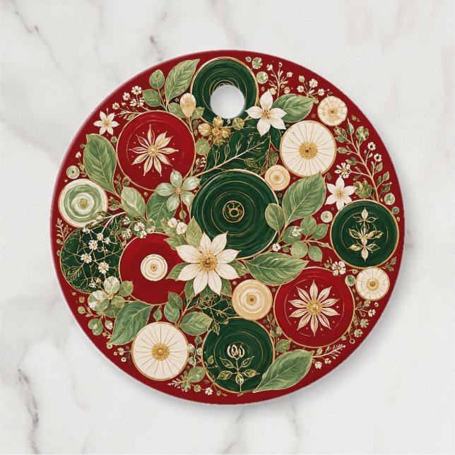 Botanical Crimson Wreath Favour Tags (Front)
