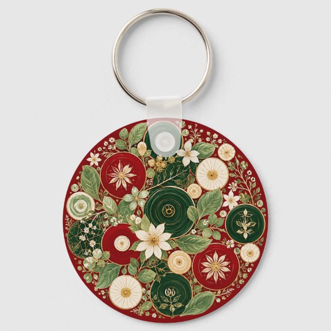 Botanical Crimson Wreath Key Ring (Back)