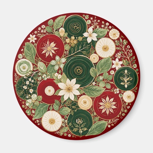 Botanical Crimson Wreath Magnet (Front)