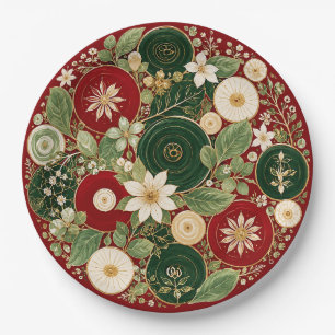 Botanical Crimson Wreath Paper Plate