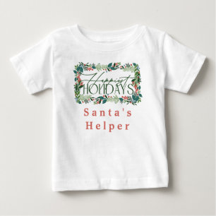 Botanical Custom Text Festive Holiday Christmas Baby T-Shirt