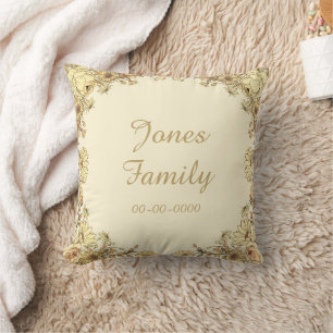 Botanical Customisable Family Name & Date Pillow 
