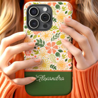 Botanical Cute Floral Pattern Script Name